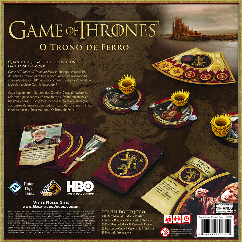 Empresa especializada lança novo jogo de tabuleiros de Game of Thrones.