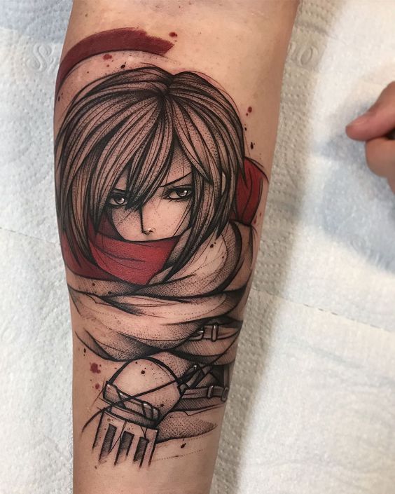 Tatuagem Mikasa estilo Sketch