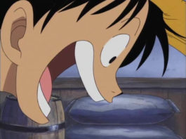O protagonista, Monkey D. Luffy no primeiro episódio de One Piece.