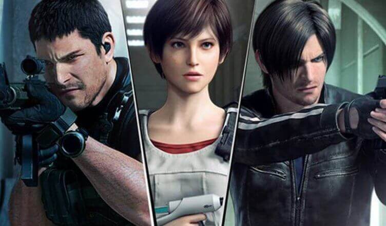 Chris, Rebecca e Leon no último filme em CGI lançado.