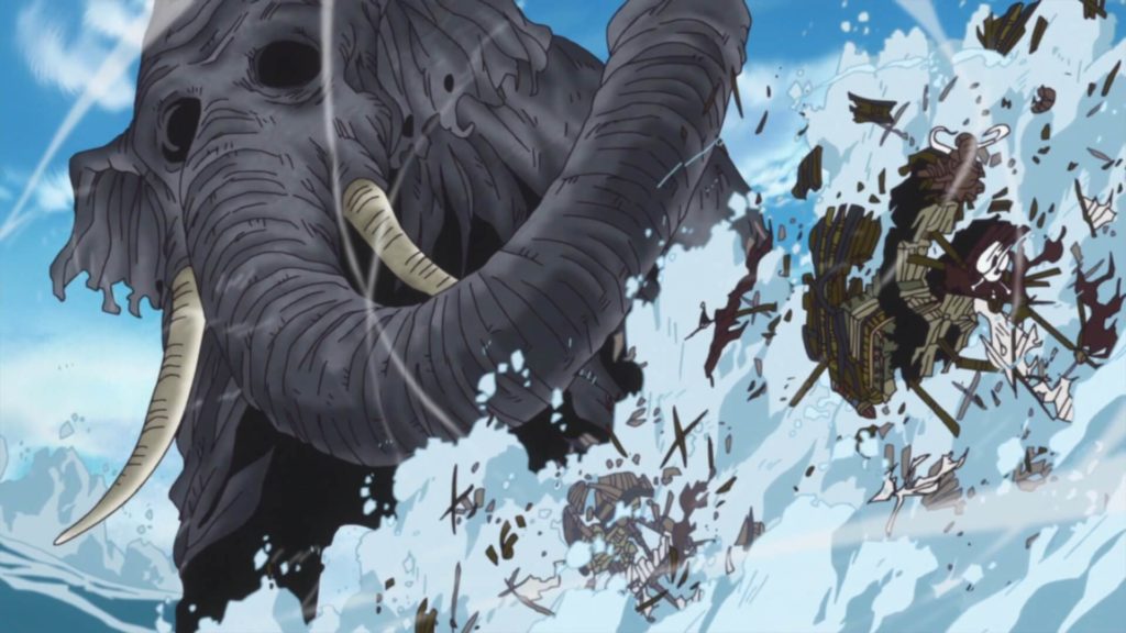 O elefante Zunisha, que carrega em suas costas a ilha de Zou