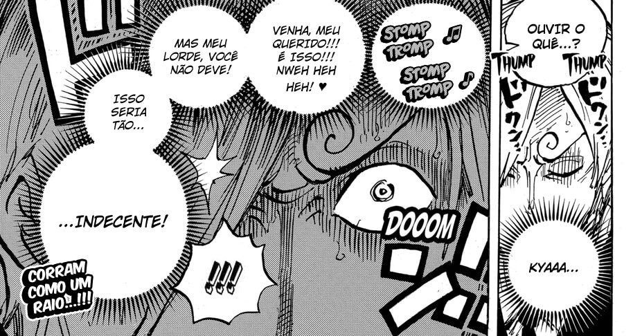 Final de One Piece 996 com Sanji ouvindo algo que o assustou.