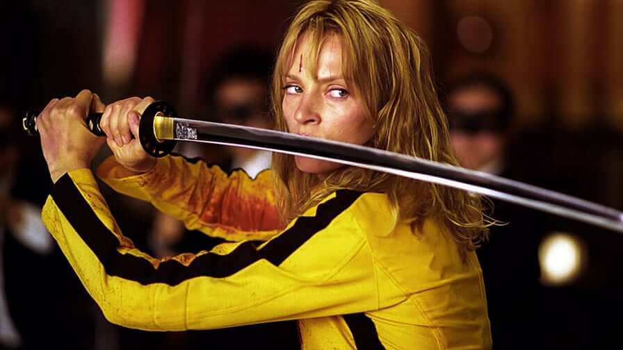 Foto da Uma Thurman como Beatrix Kiddo, no filme Kill Bill