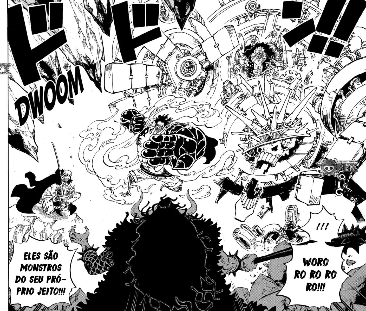 One Piece 1074, Luffy cria um punho colossal para atacar Kaidou e manda  Momo tirar Onigashima da frente, By One Piece Brasil