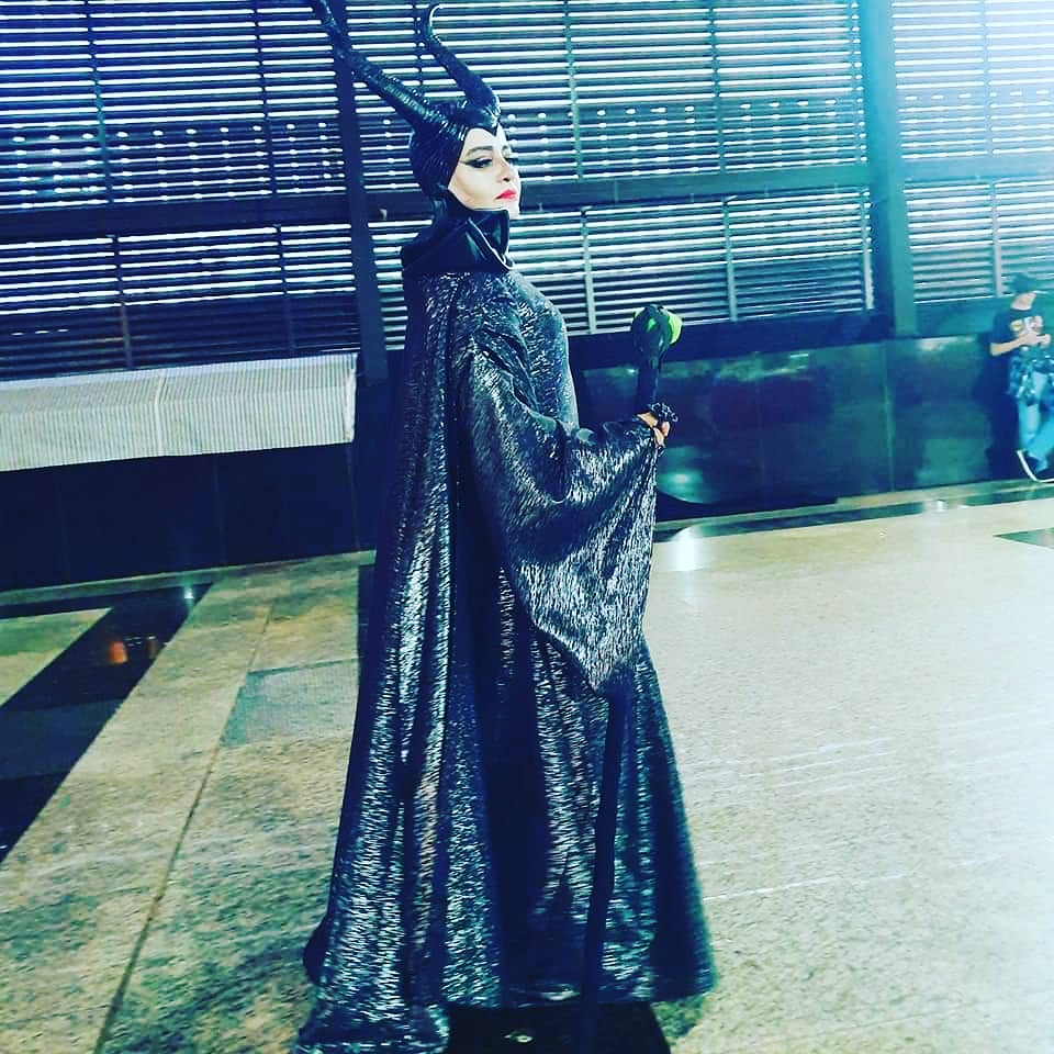 Maria Helena com o cosplay de Malévola