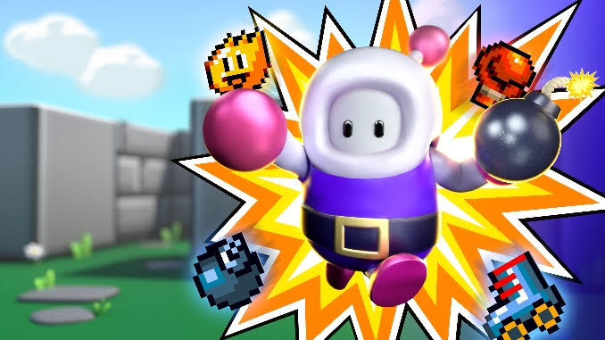 Crossover entre Fall Guys e Bomberman
