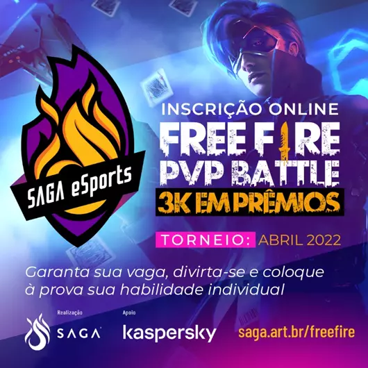 Torneio on-line de Free Fire dará prêmio de R$ 3 mil; SAGA eSports foi lançado pela SAGA e tem inscrições abertas até 26 de março