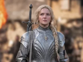 Morfydd Clark como Galadriel em Os Aneis de Poder (Imagem: Prime Video)