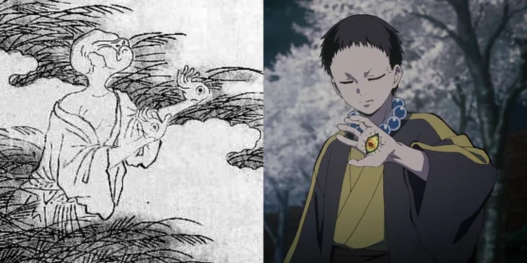 À esquerda: Tenome. À direita: Yahaba de Demon Slayer (Kimetsu no Yaiba).