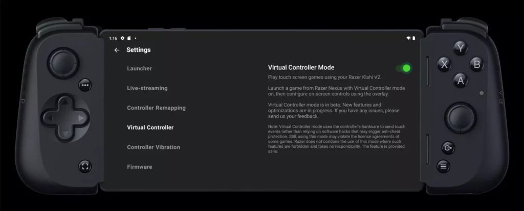 Razer Nexus UI for Kishi V2 for Android with Support for Touchscreen-only Games