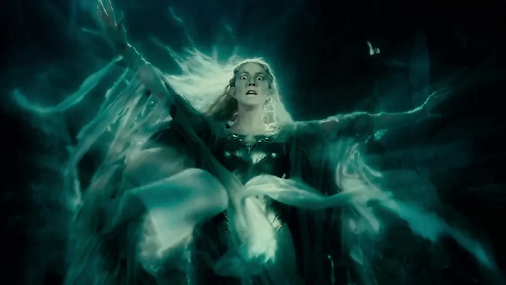 Cate Blanchett como Galadriel no modo maligno em Senhor dos Anéis - Adaptação de Peter Jackson