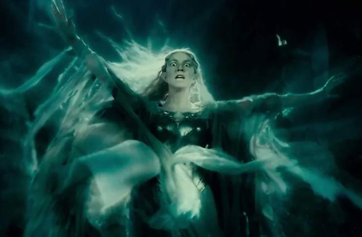 Cate Blanchett como Galadriel no modo maligno em Senhor dos Anéis - Adaptação de Peter Jackson