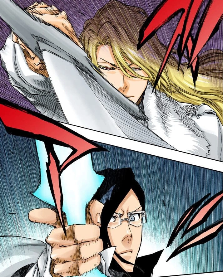 Uryū começa a lutar contra Haschwalth.