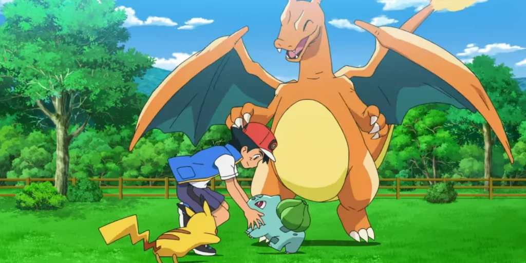 Pokémon - Ash e Charizard e Pikachu e Bulbasaur
