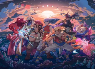 Sea of Stars: Sunset Edition gratuita para Nintendo Switch 2 Sea of Stars Sunset Edition personagens e cenario ao por do sol