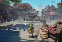 Ocarina of Time na Amazon Brasil: pré-venda do remake para Switch 2 Cena do mercado da Cidade do Castelo no remake de Ocarina of Time na Amazon Brasil