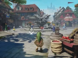 Ocarina of Time na Amazon Brasil: pré-venda do remake para Switch 2 Cena do mercado da Cidade do Castelo no remake de Ocarina of Time na Amazon Brasil