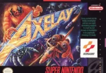 Axelay: um dos melhores jogos de nave do Super Nintendo Capa de Axelay para Super Nintendo