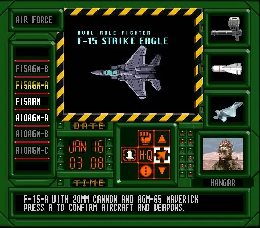 Gameplay de Desert Fighter no Super Nintendo