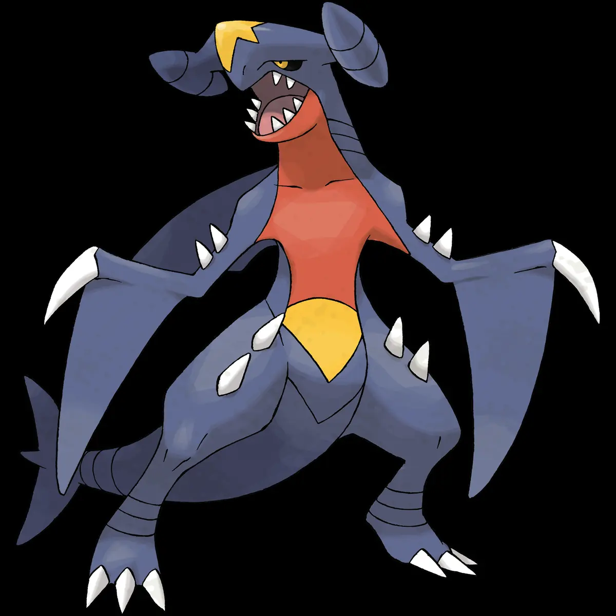 Garchomp, Pokémon do tipo Dragão e Terra, em arte oficial