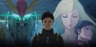 Review | Mobile Suit Gundam Hathaway: The Sorcery of Nymph Circe Gundam Hathaway: The Sorcery of Nymph Circe, arte oficial com Xi Gundam, Hathaway Noa, Gigi Andalucia e Kenneth Sleg