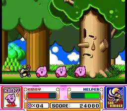 Gameplay de Kirby's Fun Pack no Super Nintendo