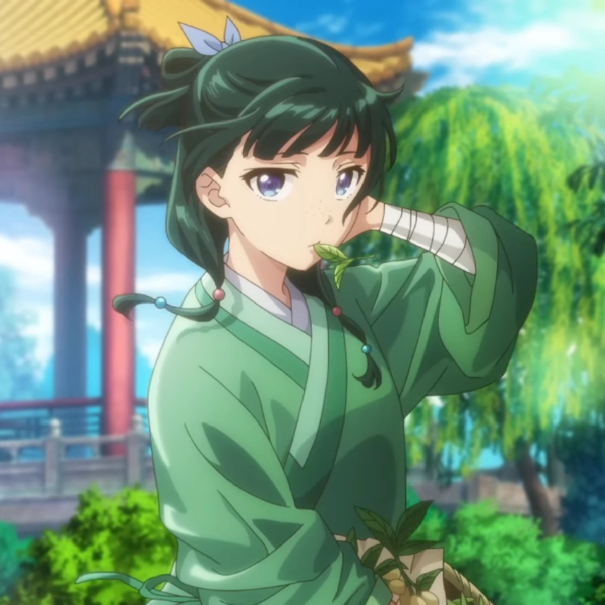 Maomao, a apotecaria protagonista de Diarios de uma Apotecaria, em arte do anime