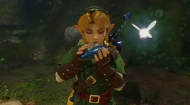 musica de Zelda: Link toca a ocarina no remake de Ocarina of Time para Switch 2