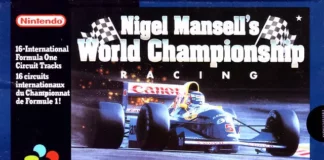 Nigel Mansell’s World Championship Racing: a F1 do campeão no SNES Capa de Nigel Mansell World Championship Racing para Super Nintendo