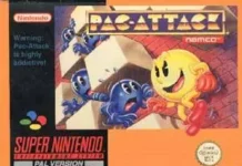 Pac-Attack: o quebra-cabeça viciante do Pac-Man no SNES Capa de Pac-Attack para Super Nintendo