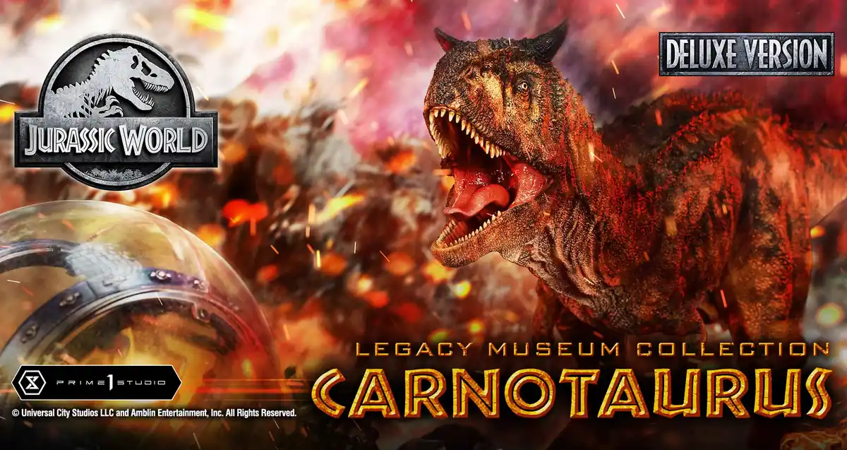 Estatua do Carnotaurus de Jurassic World da linha Legacy Museum Collection da Prime 1 Studio