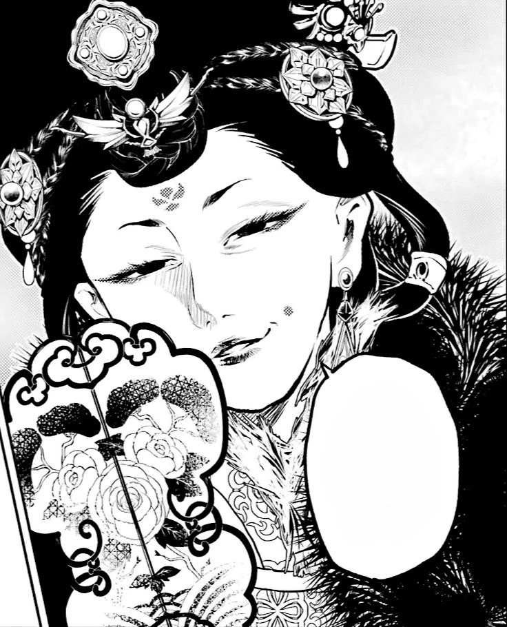 Shenmei, chefe de fato do Clã Shi, em arte do mangá de Diários de uma Apotecária