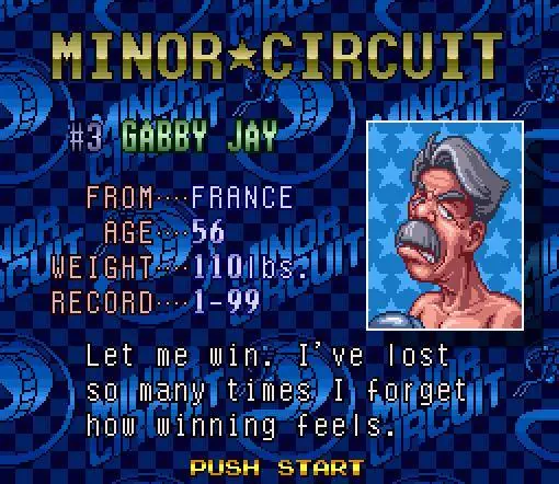 Adversario em Super Punch-Out no Super Nintendo