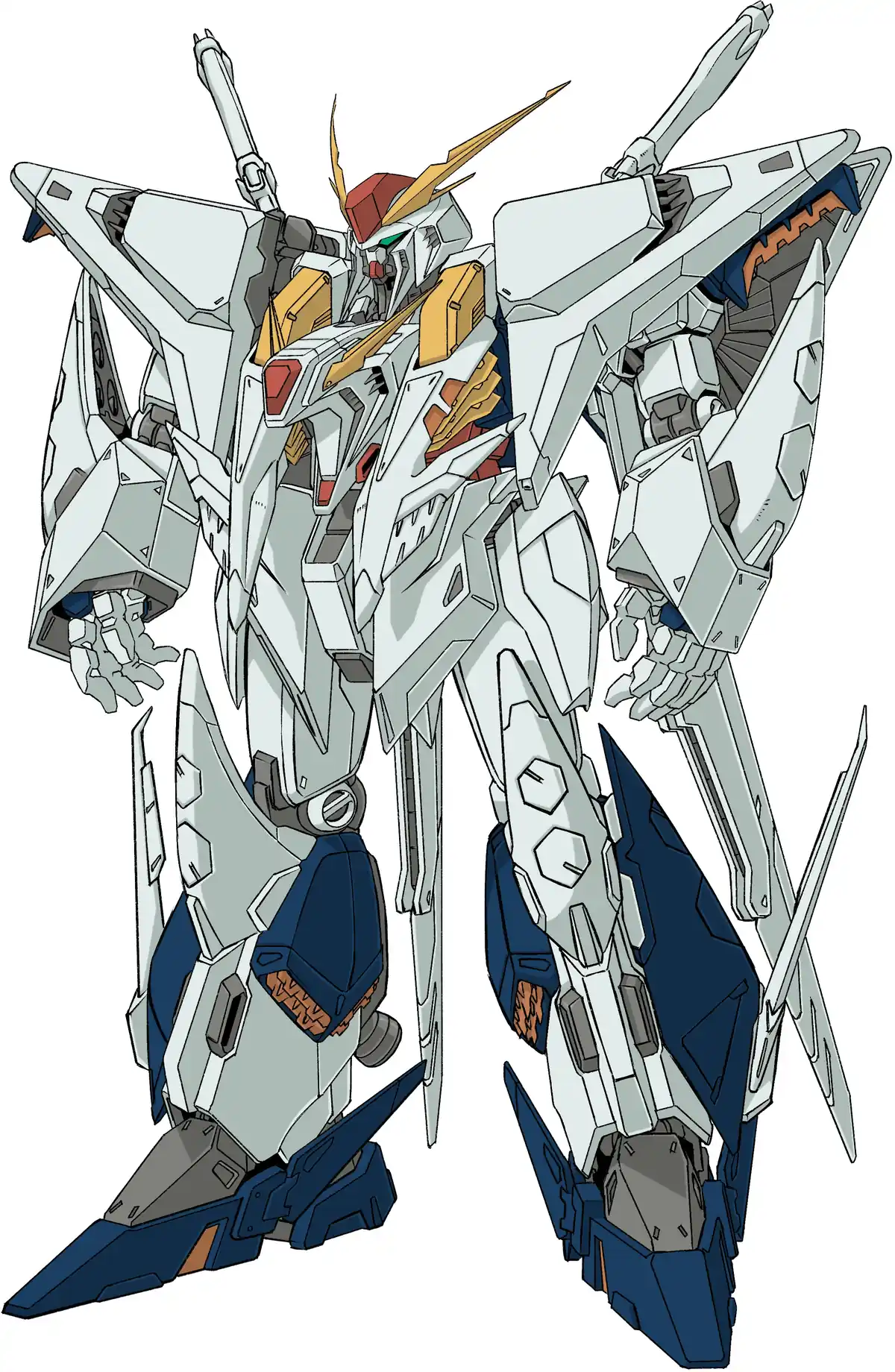 RX-105 Xi Gundam, o mobile suit de Hathaway Noa, em arte oficial de frente