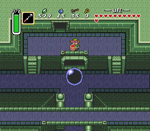 Cena de acao em masmorra de A Link to the Past no SNES