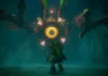 Como o Z-targeting de Ocarina of Time criou o combate 3D moderno Link encara o chefe Gohma com a seta de trava de mira do Z-targeting de Ocarina of Time