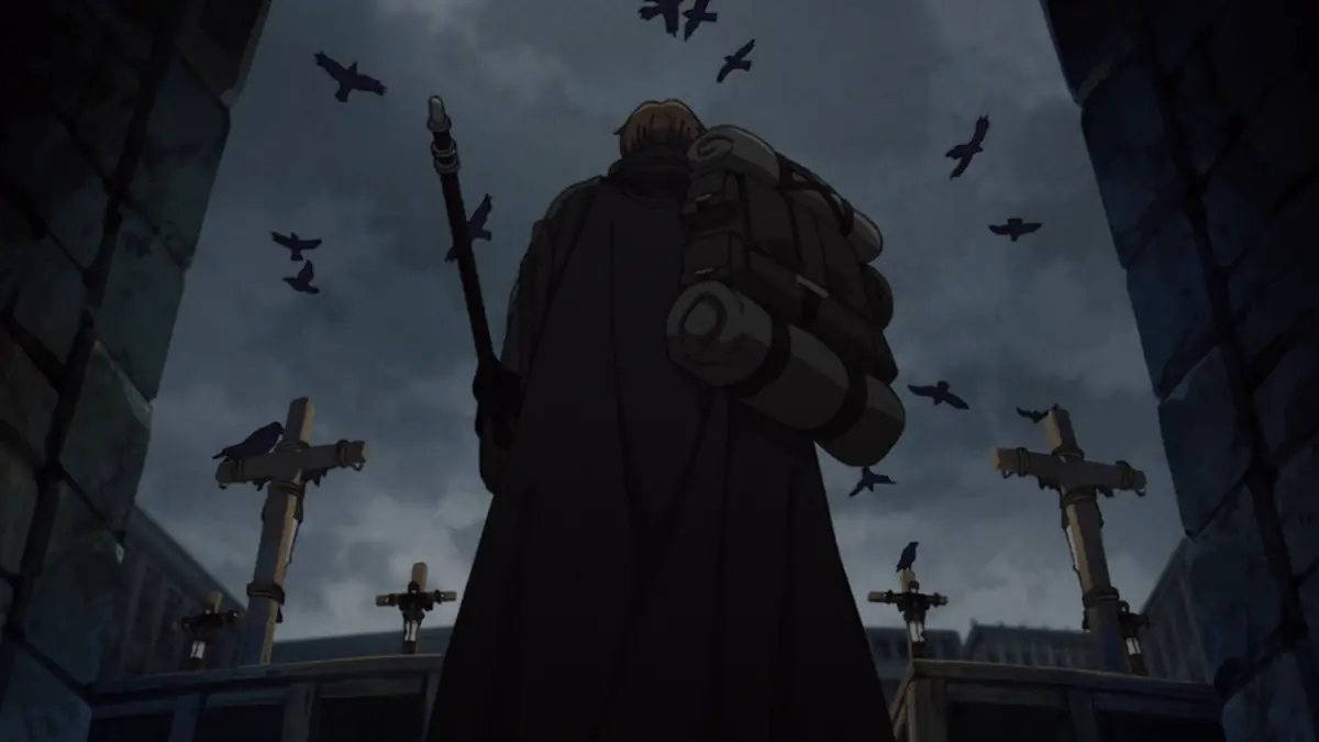 Rudeus diante das execucoes em Asura no episodio 13 de Mushoku Tensei