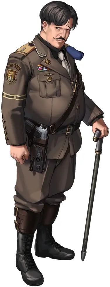 Burningum, personagem masculino de NIKKE, em arte oficial