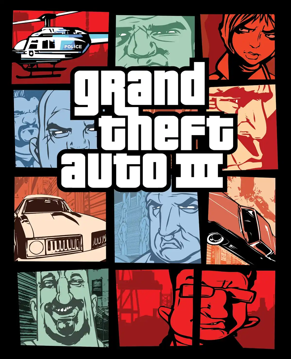 Capa de Grand Theft Auto III, lancado em 2001 para PlayStation 2
