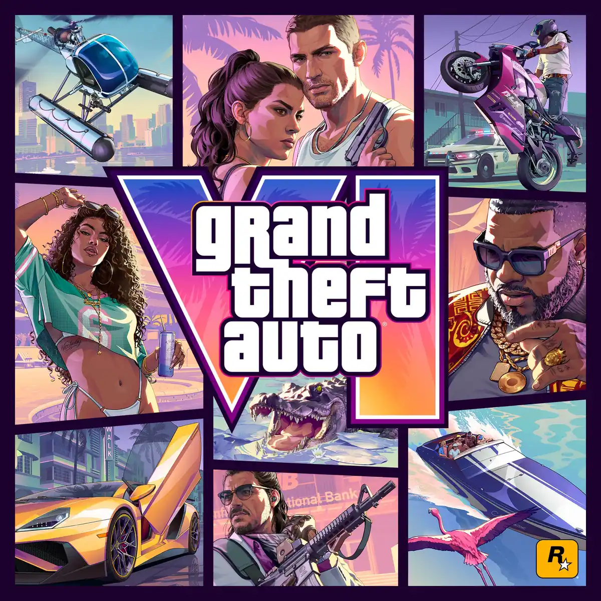 Capa de Grand Theft Auto VI, com Jason e Lucia, lancamento em 19 de novembro de 2026