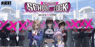 Quem é a Marciana em NIKKE: a professora da M.M.R. que virou pinguim salva-vidas Marciana em NIKKE no evento School of Lock, com as alunas da escola M.M.R.