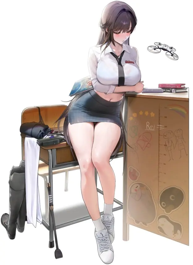 Marciana com o traje School Days em NIKKE