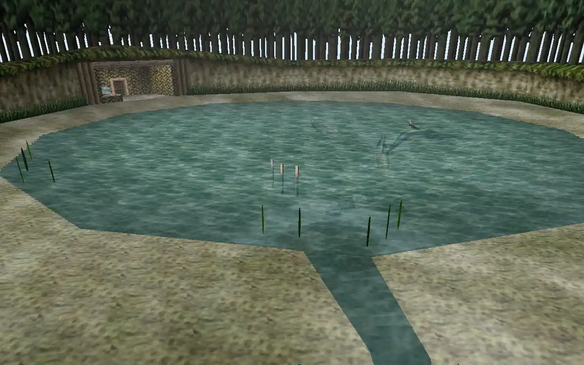 Lago de pesca do Lago Hylia em Ocarina of Time no Nintendo 64