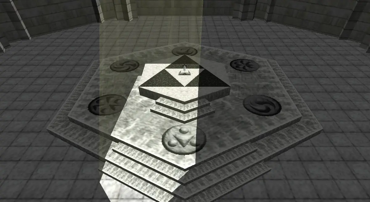 Pedestal da Espada Mestra no Templo do Tempo em Ocarina of Time