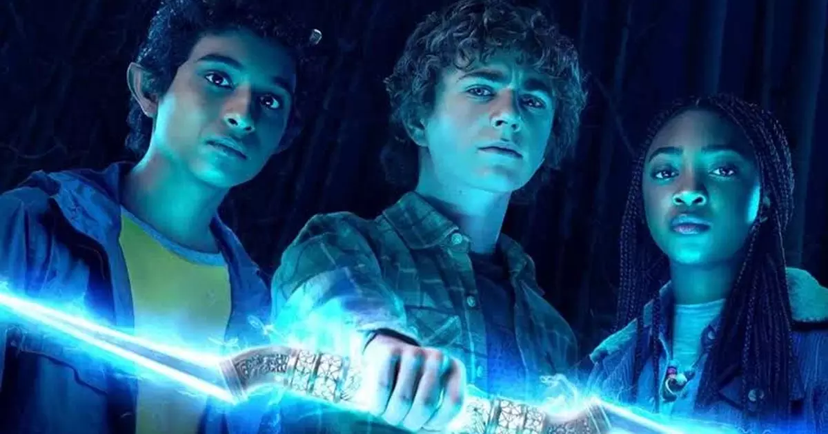 Grover, Percy e Annabeth na arte da 1a temporada de Percy Jackson e os Olimpianos