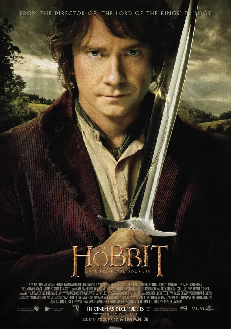 Pôster de O Hobbit: Uma Jornada Inesperada, com Martin Freeman como Bilbo Bolseiro