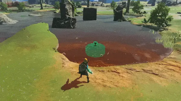 Link usando a Ultramao em Tears of the Kingdom